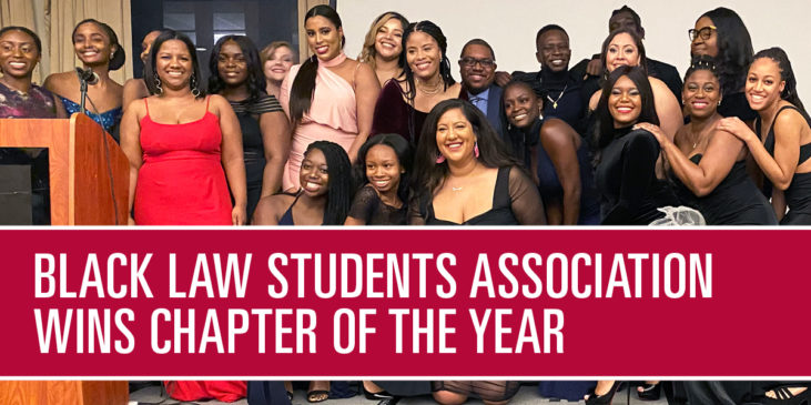 Members of New York Law School's chapter of the Black Law Students Association accept the "Chapter of the Year" award.