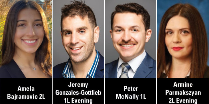 headshots of four law students