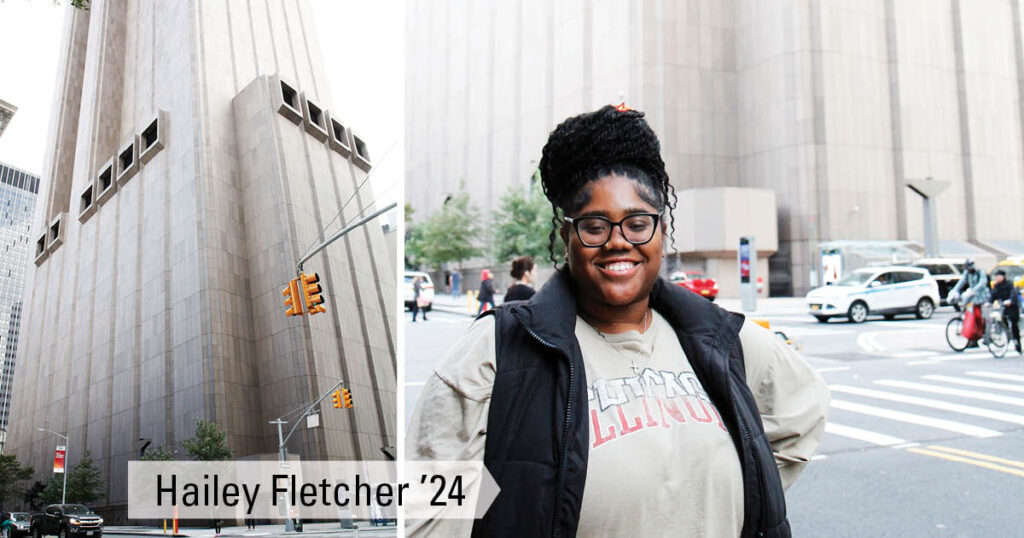Hailey Fletcher in front of 33 Thomas St