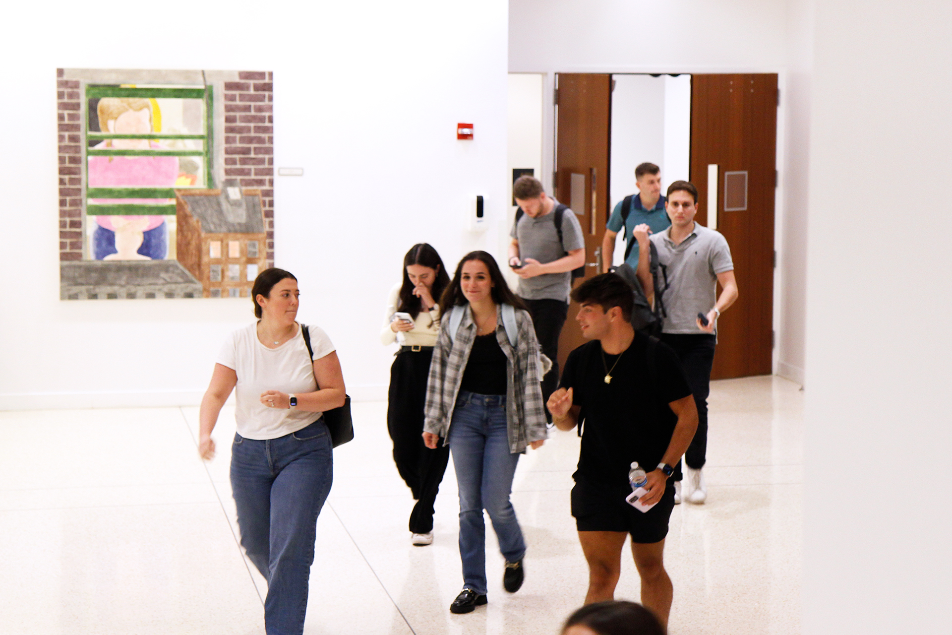 New York Law School students exiting auditorium