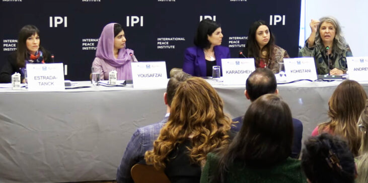 Professor Penelope Andrews (right) speaking at the International Peace Institute Panel