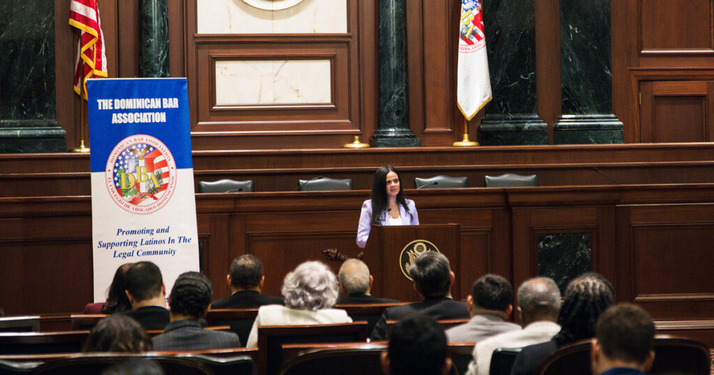 Belliard at the Dominican Bar Association's 2024 induction ceremony, where she was sworn in as President.