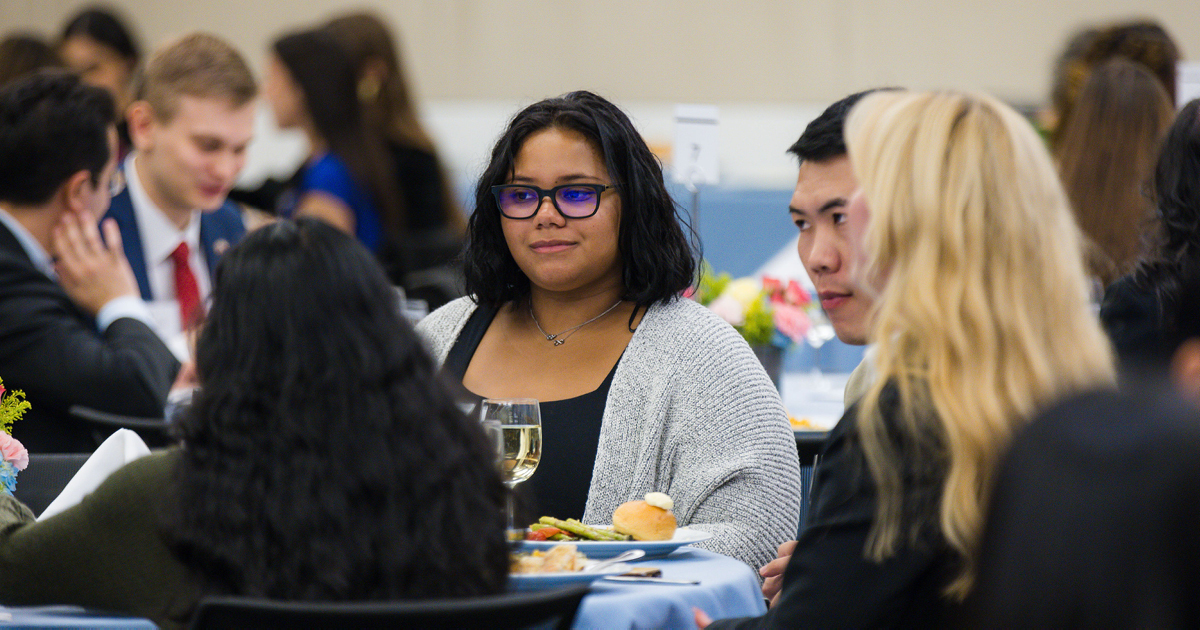 Students at the First Generation Professionals Etiquette Dinner