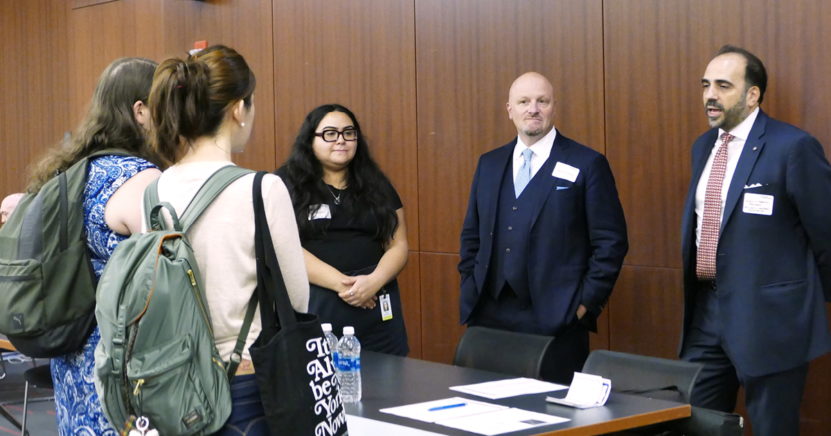 New York Law School students networking with bar association leaders