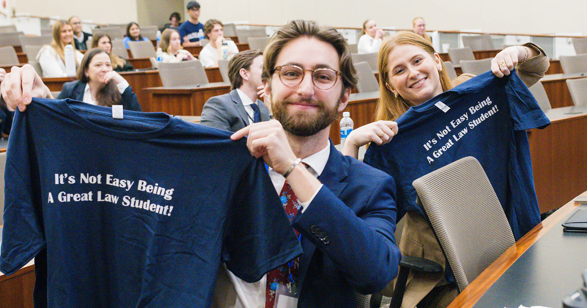 New York Law School students holding tshirts