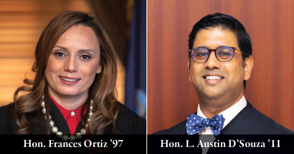 Hon. Frances Ortiz ’97 and Hon. L. Austin D’Souza ’11