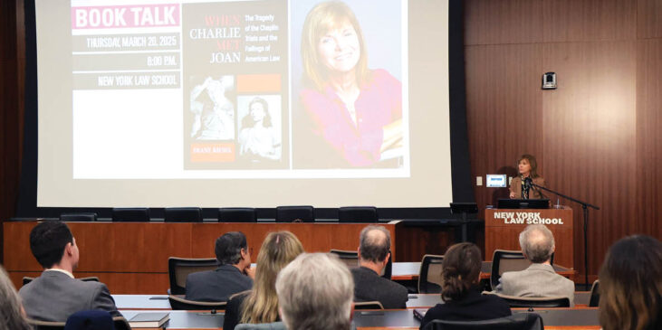 Diane Kiesel speaking at New York Law School