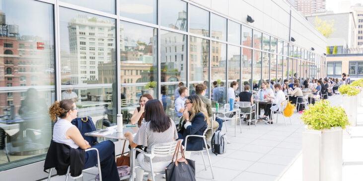 NYLS Students on the fifth floor terrace