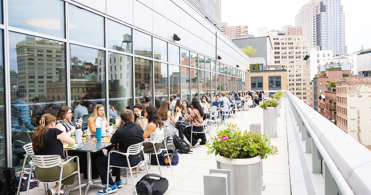 New York Law School student on terrace
