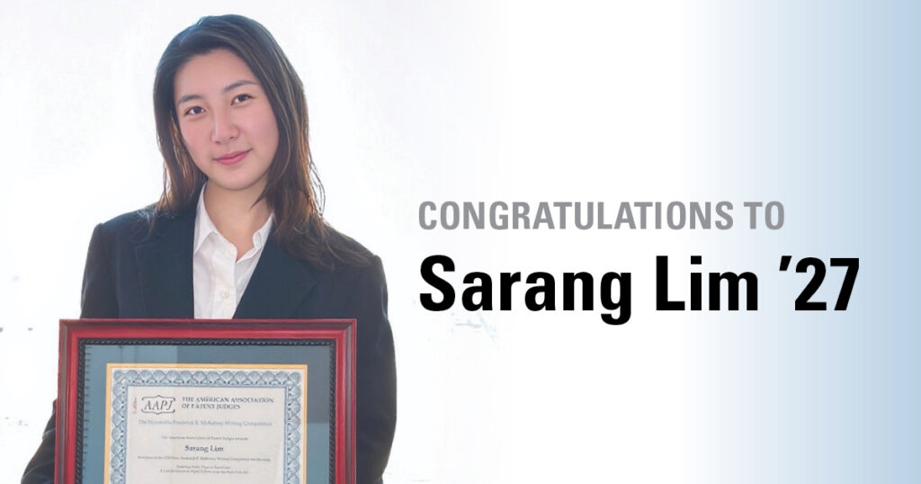 Congratulations to Sarang Lim ’27