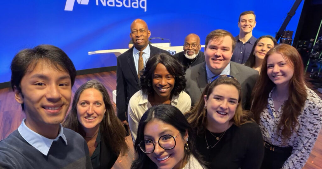NYLS Closing Bell ceremony at Nasdaq